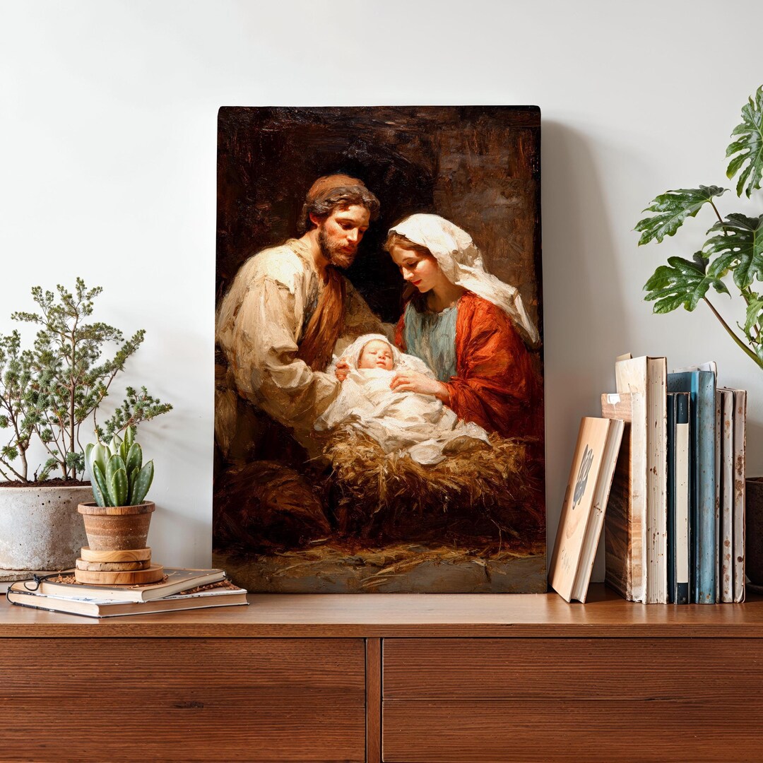 Nativity Scene Wall Art Framed: Holy Family, Birth of Jesus - Etsy