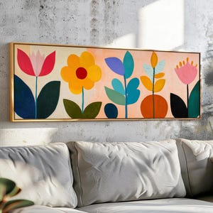 Mid Century Modern Floral Framed Wall Art: Botanical Print