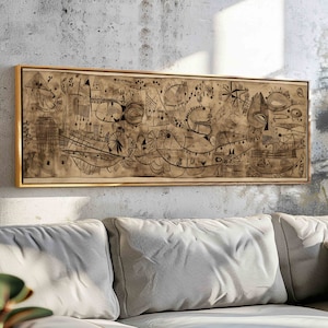 Arte murale contemporanea con cornice, arte murale orizzontale moderna, stampa artistica astratta, grande arte orizzontale - decorazione da sopra il letto/divano - arte moderna