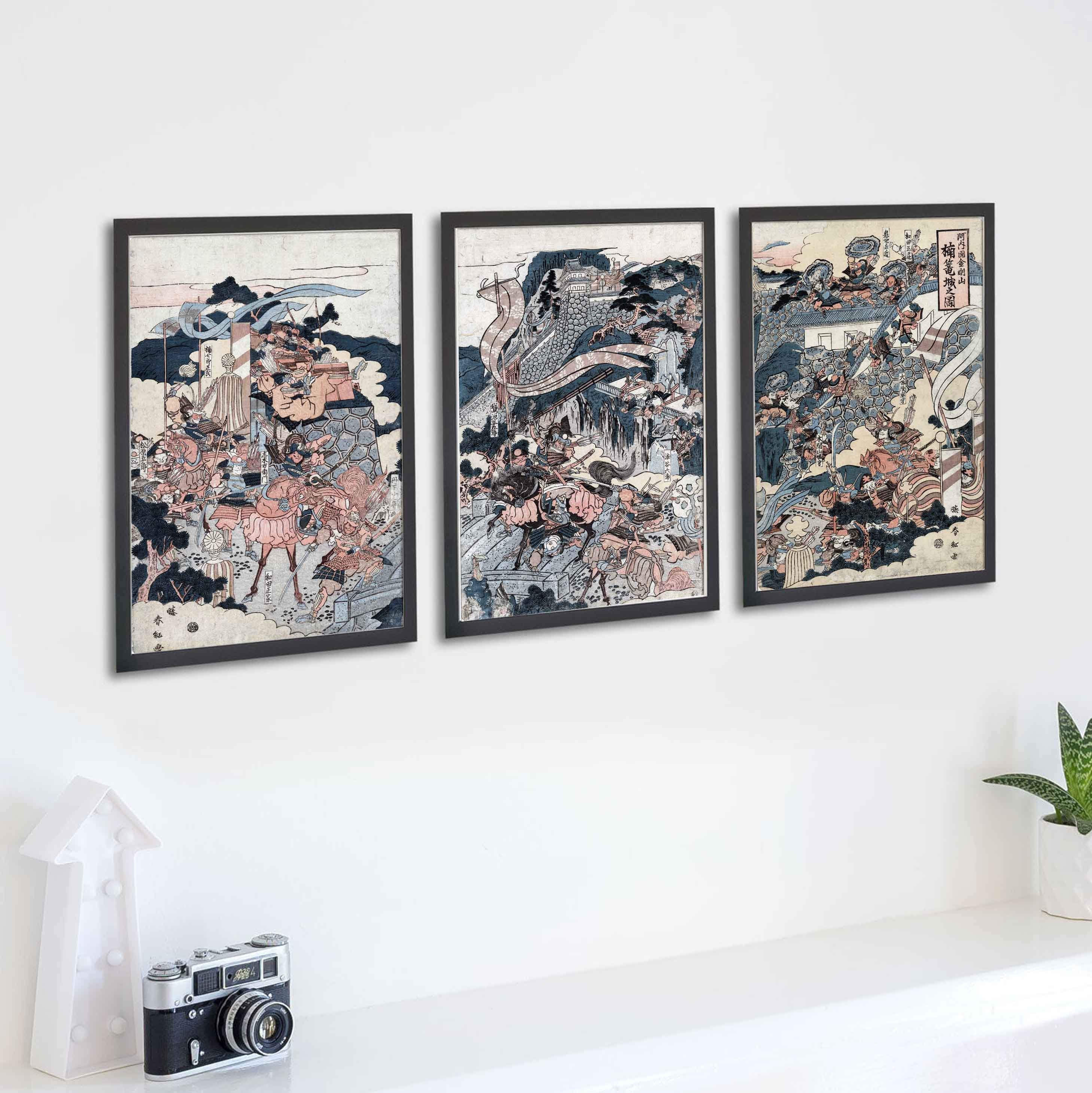 Japanese Print Set of 3 Japanese Wall Art Modern Wall Art Etsy