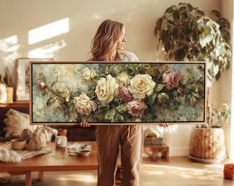 Vintage Floral Framed Wall Art: Roses Botanical Print