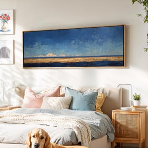 Framed Minimalist Landscape Art Print: Soft Tones Horizontal Wall Decor