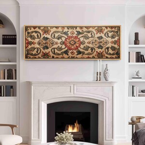 Tenture Murale Vintage Fruits Et Fleurs - 50x70cm - Noir Et Multicolore