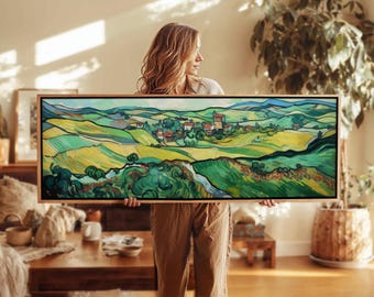 Vintage Landscape Panoramic Wall Art: Framed Horizontal Print