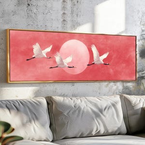 Japanese Crane Wall Art Framed, Japandi Flying Birds, Minimalist Japanese Wall Art, Vintage Crane Wall Art, Above Bed Decor, Asian Art Print