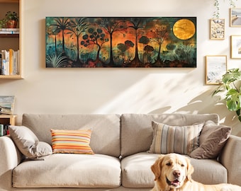 Panoramic Framed Floral Wall Art: Modern Botanical Print for Boho Home Decor - Horizontal Wall Art - Large Wall Art - Panoramic Print