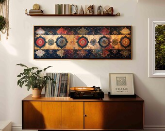 Framed Tapestry Wall Art: Muted Tones, Boho Decor