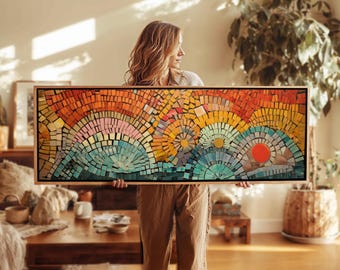 Mid Century Modern Framed Wall Art: Abstract Geometric Mosaic - Etsy