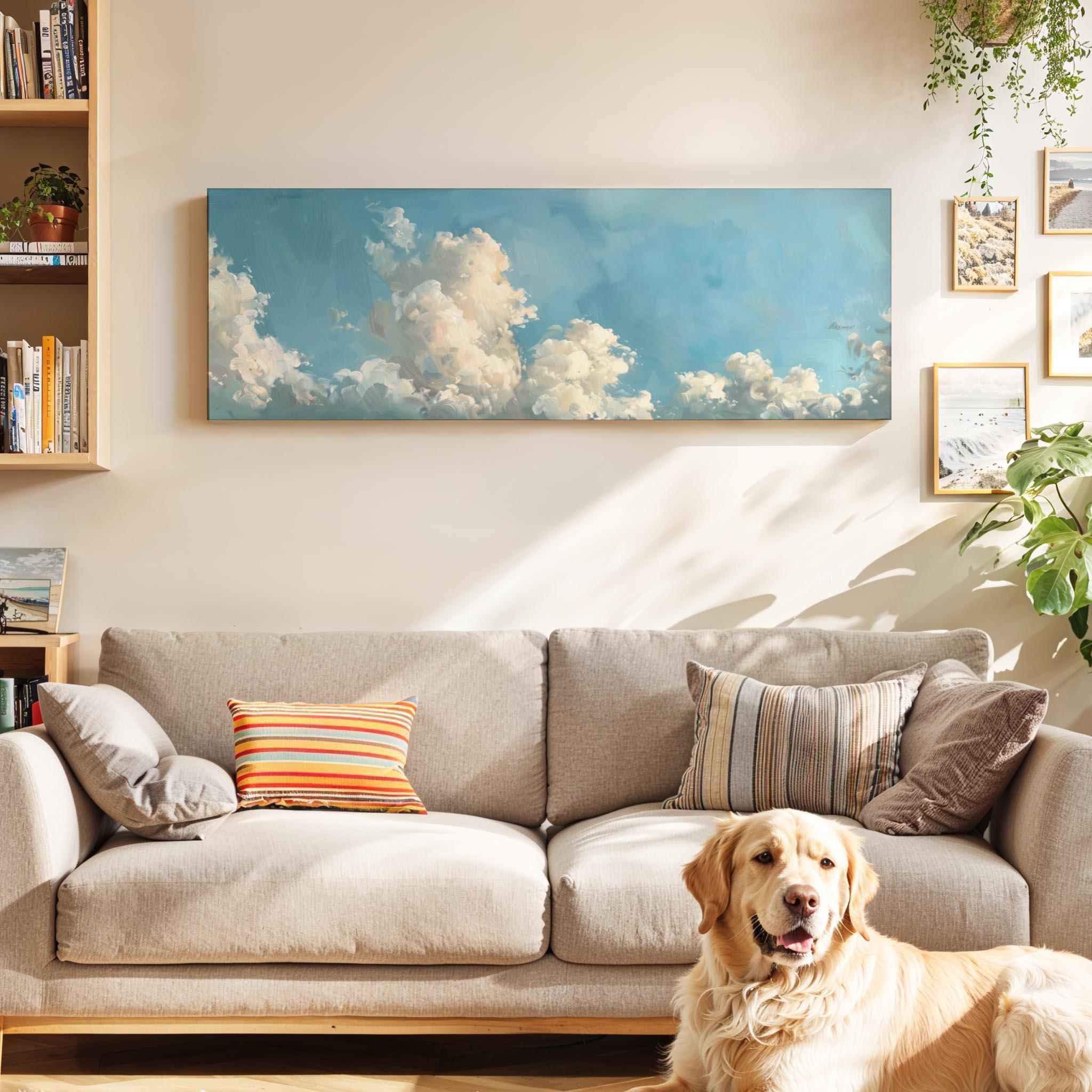 Vintage Clouds Framed Wall Art: Sky Blue Panoramic Print - Etsy