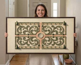 Gerahmtes Wandbild mit Gartenplan – Antike Parterrezeichnung – Horizontales Wandbild – Panoramabild – Großes Wandbild – Modernes Wandbild