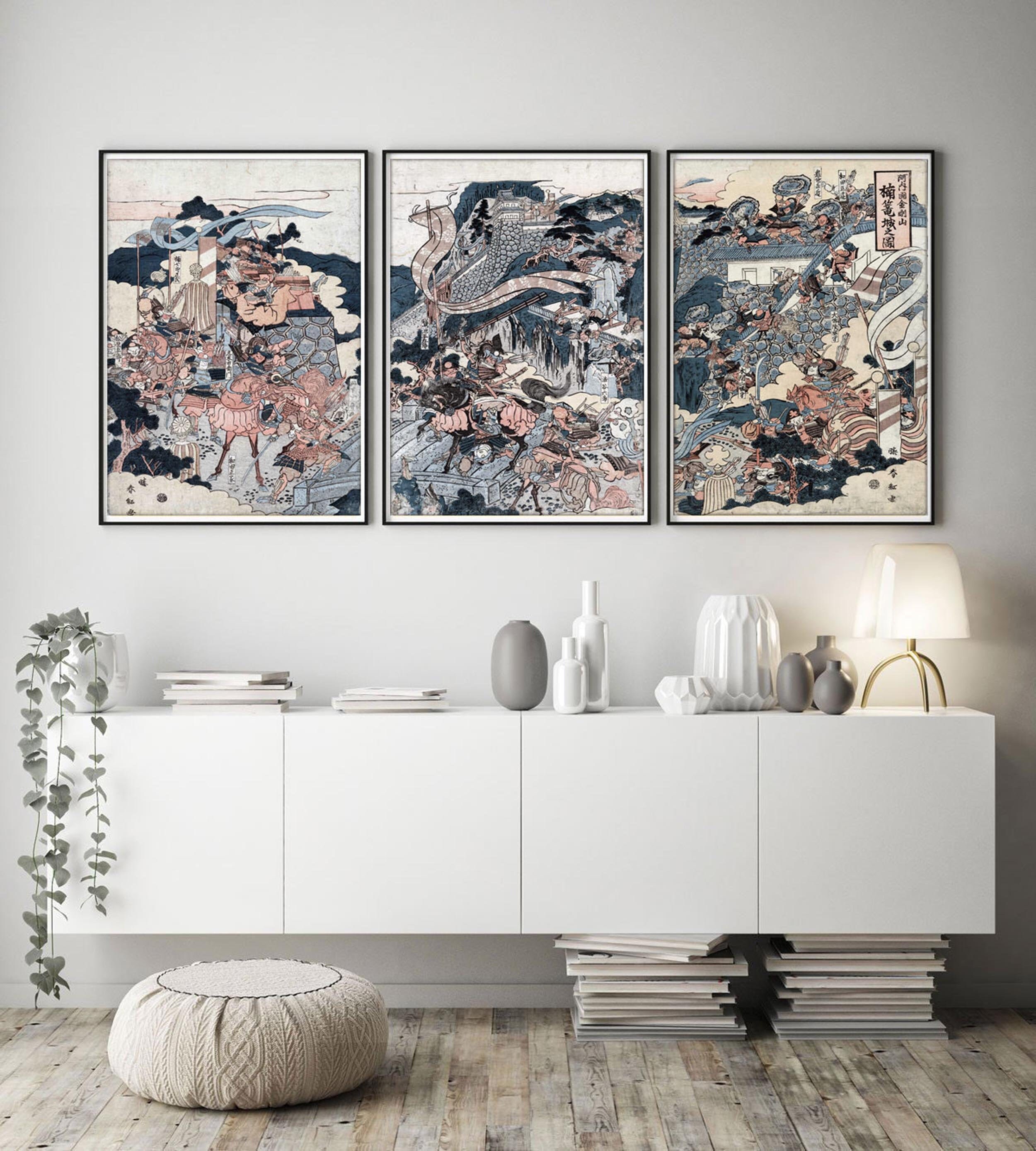 Japanese Print Set of 3 Japanese Wall Art Modern Wall Art Etsy