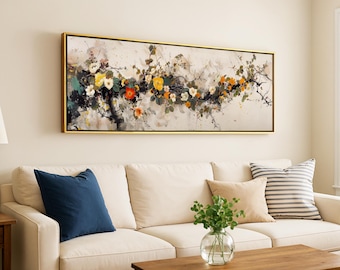 Framed Japanese Wildflower Art: Minimalist Botanical Print