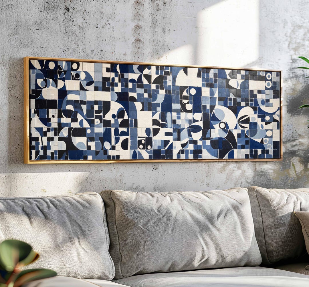 Picture of Mid Century Modern Wall Art Framed - Horizontal Geometric Modern Wall ...