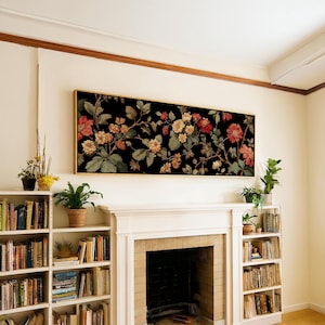 Vintage Botanical Wall Art Framed, Dark Academia Floral Print