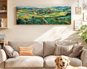 Vintage Landscape Panoramic Wall Art: Framed Horizontal Print