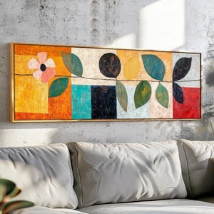 Mid Century Modern Floral Framed Wall Art: Botanical Print