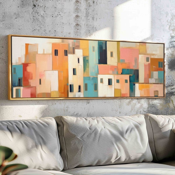 Mid Century Modern Panoramic Print, Modern Horizontal Wall Art Print, Abstract Art, Geometric Wall Art, Boho Wall Decor, Large Wall Art