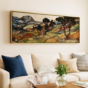 Abstract Mountain Landscape Framed Canvas Print: Modern Geometric Wall ...