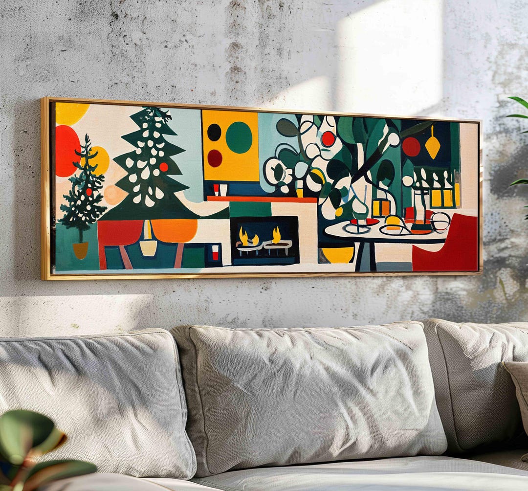 Mid Century Modern Christmas Wall Art Framed, Christmas Art Print ...