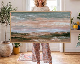 Abstract Landscape Wall Art Framed, Large Horizontal Modern Art Print