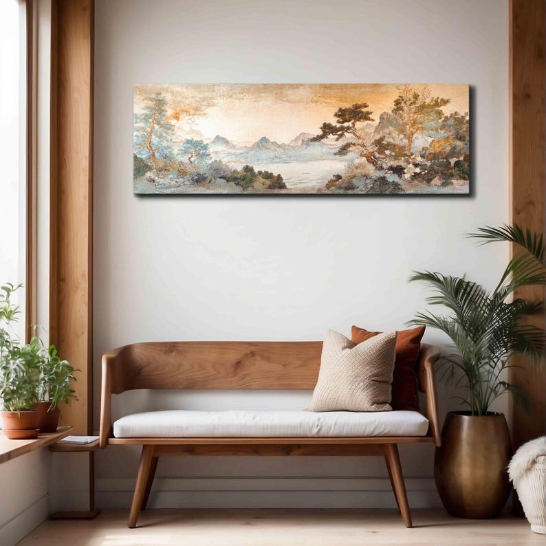 Vintage Japanese Tapestry Wall Art Framed, Asian Vintage Textile Wall