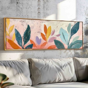 Horizontal Floral Canvas Art: Wide Panoramic Flower Print, Framed Wall Decor