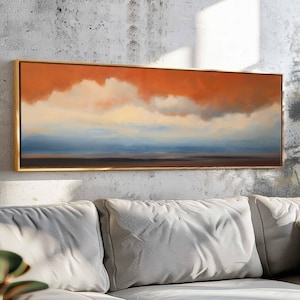 Moody Landscape Wall Art Framed, Horizontal Wall Art, Cloud Wall Art Print, Large Wide Calm Wall Art, Above Bed/Couch Decor, Modern Wall Art