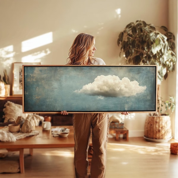 Framed Moody Cloud Print: Panoramic Minimalist Wall Art