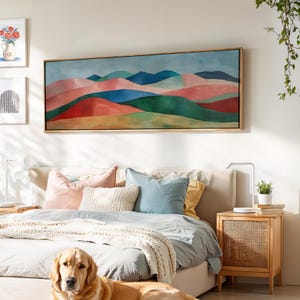 Lámina panorámica minimalista moderna: cuadro de estilo de mediados de siglo para paredes grandes.