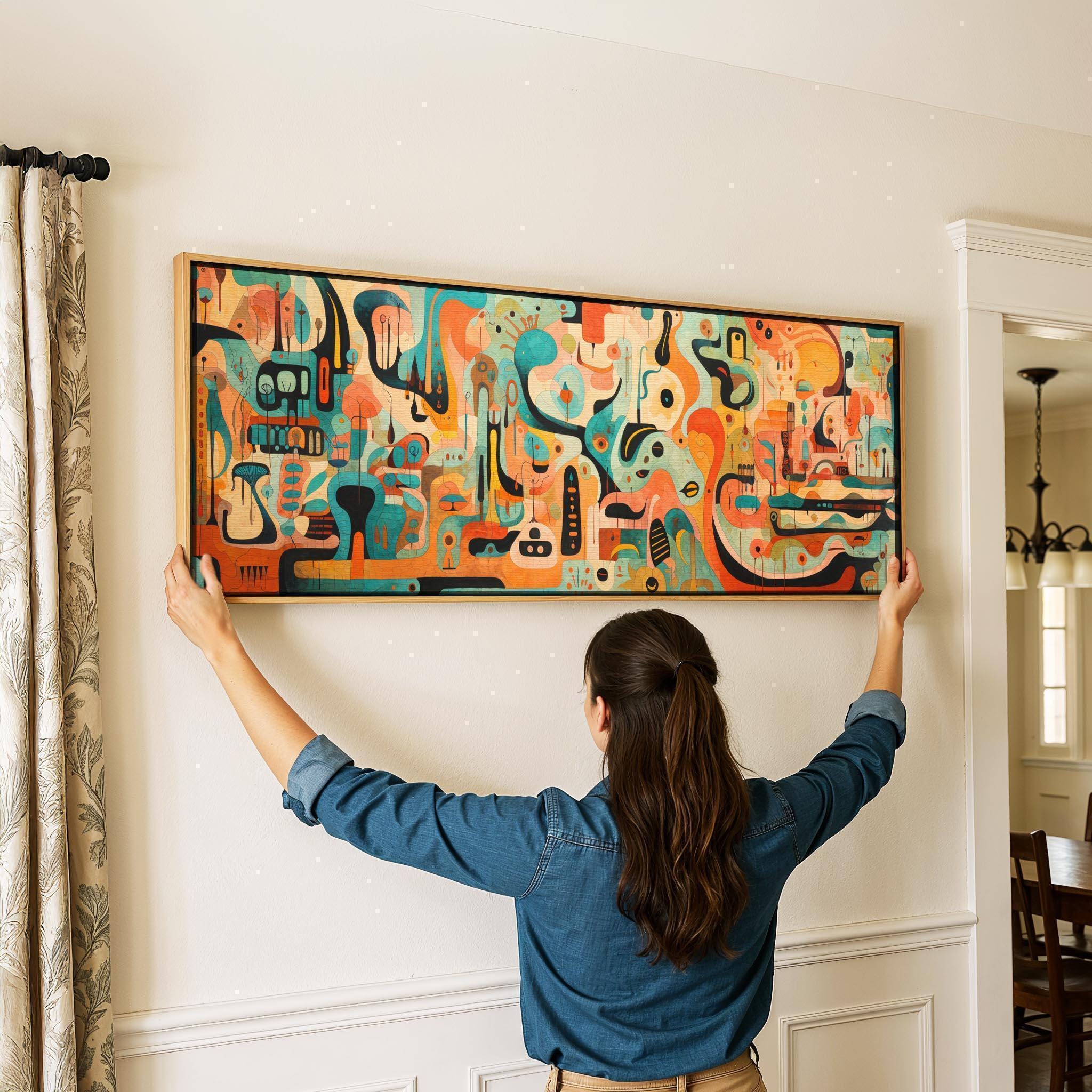 Mid Century Modern Colorful Abstract Wall Art Framed - Etsy
