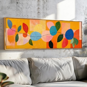 Mid Century Modern Floral Framed Wall Art: Botanical Print