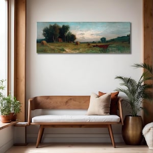 Framed Rustic Landscape Wall Art Print - Panoramic Horizontal View