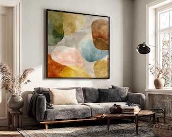 Abstract Colorful Large Square Minimalist Wall Art Framed