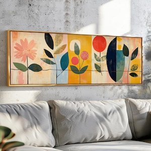Mid Century Modern Floral Framed Wall Art: Botanical Print