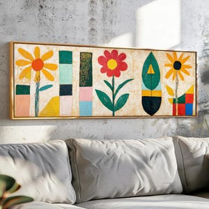Mid Century Modern Floral Framed Wall Art: Botanical Print