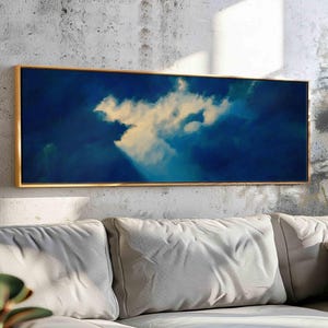Cloud Wall Art Framed, Minimalist Horizontal Wall Art, Moody Wall Art, Panoramic Cloud Print, Large Wall Art, Calm Wall Art Above Bed Decor