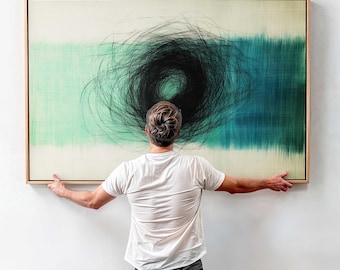 Impression sur toile abstraite moderne encadrée : oeuvre d'art murale horizontale