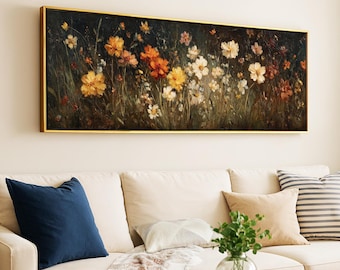 Vintage bloemenprint op canvas met lijst: print van botanische rozen