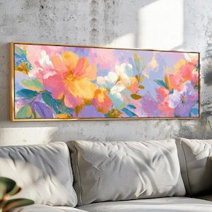 Abstract Floral Framed Canvas Art: Contemporary Botanical Print