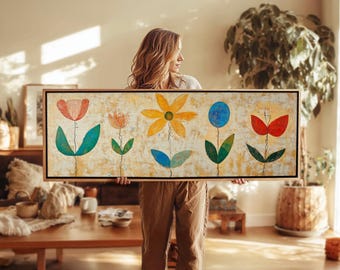 Mid Century Modern Floral Framed Wall Art: Botanical Print