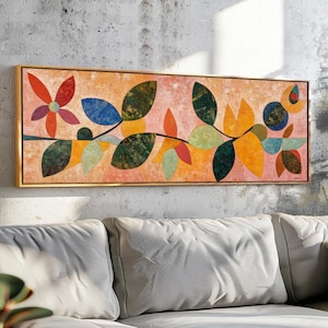 Mid Century Modern Floral Framed Wall Art: Botanical Print