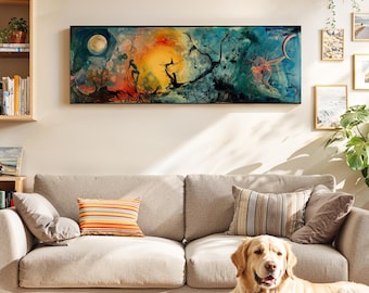Surreal Landscape Wall Art Framed Canvas: Moody Gothic Wall Decor