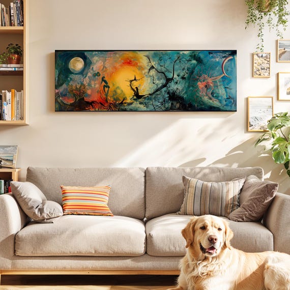 Surreal Landscape Wall Art Framed Canvas: Moody Gothic Wall Decor