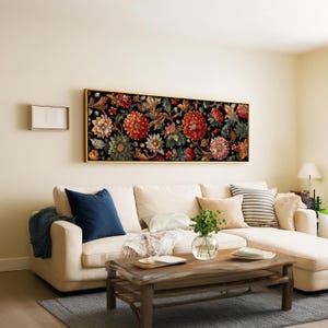 Vintage Floral Canvas Print, Botanical Wall Art, Framed