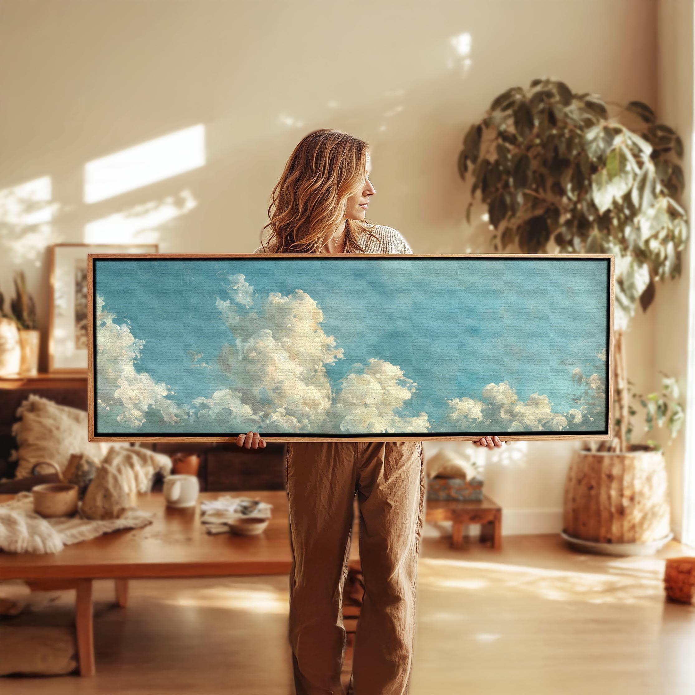 Vintage Clouds Framed Wall Art: Sky Blue Panoramic Print - Etsy