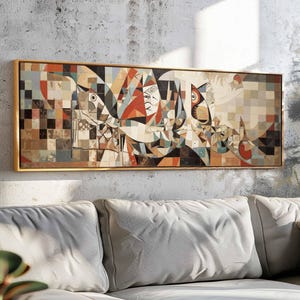 Mid Century Modern Wall Art Framed - Horizontal Modern Wall Art, Panoramic Above Bed Decor - Boho Wall Art Print - Large Wide Wall Art