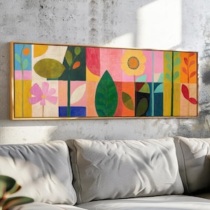 Mid Century Modern Floral Framed Wall Art: Botanical Print