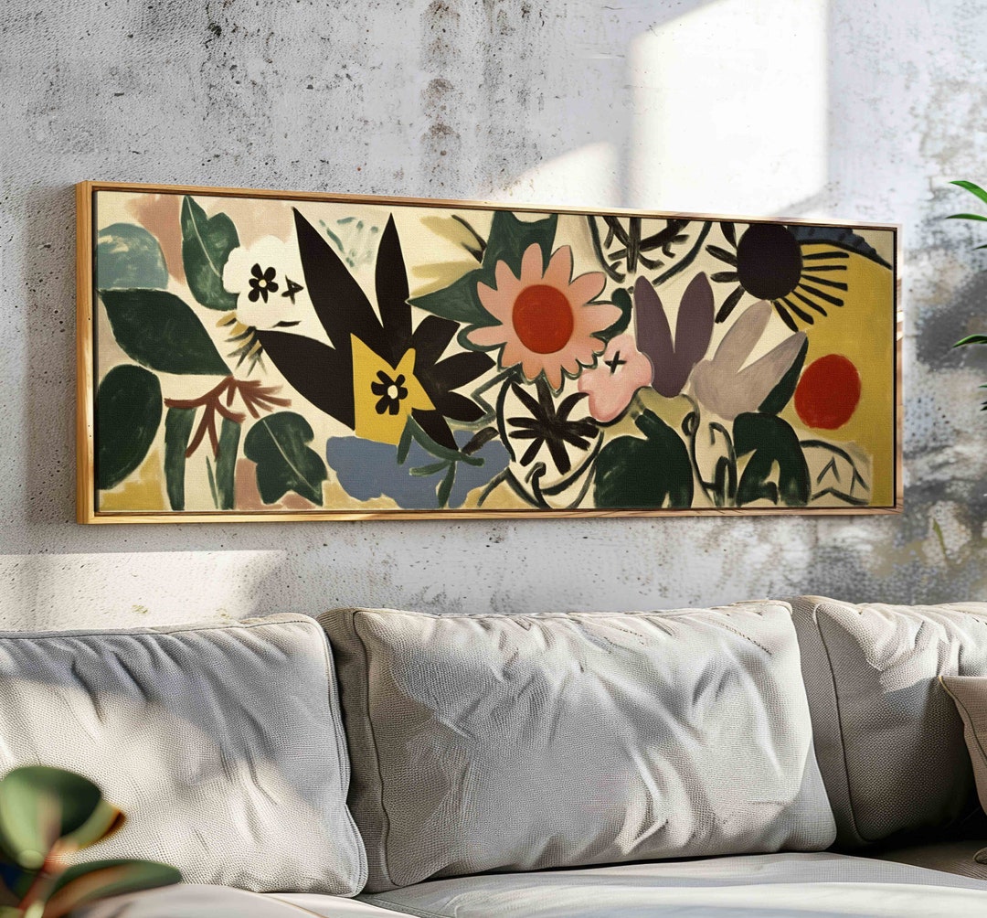 Panoramic Floral Wall Art - Mid Century Modern Art - Minimalist Wall ...