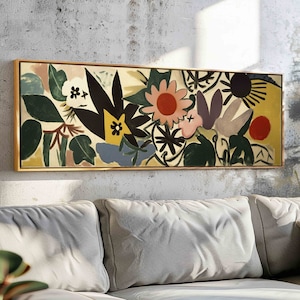 Panoramic Floral Wall Art - Mid Century Modern Art - Minimalist Wall Decor - Horizontal Wall Art - Large Wall Art - Above Bed/Sofa Print