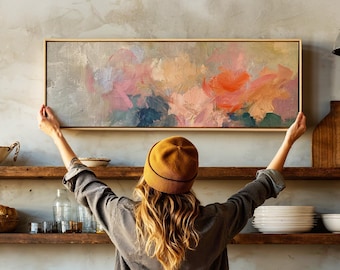 Abstract Moody Floral Wall Art, Panoramic Wall Art, Horizontal Wall Art Framed, Large Flower Print, Wide Floral Art, Above Bed/Sofa Decor